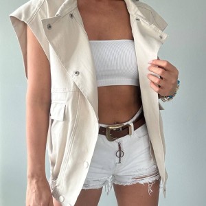 Beige linen vest