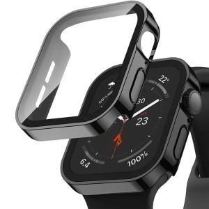 Adepoy Hard Case Compatible with Apple Watch 45mm Series 7 with Tempered Glass Screen Protector