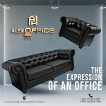 Genuine Leather Rolled Arm Chesterfield Sofa