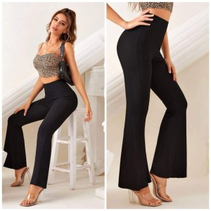 ELOIR Trousers for women High Waist Rib-knit Flare Leg Pants