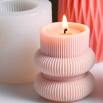 Geometric Striped Cylinder Handmade Scented Candle