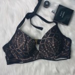 Women Padded Lace Underwire Bra, Black
