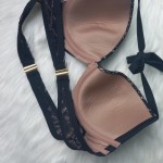 Women Padded Lace Underwire Bra, Black