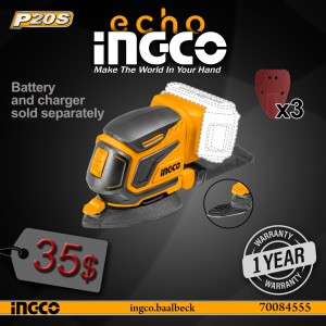 Ingco 20V Cordless Li-Ion Palm Sander 20V